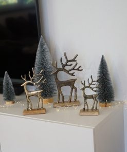 Rentier -Aurum- gold mit Holzfuß