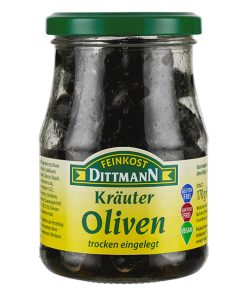 Kräuter Oliven schwarz ohne Stein